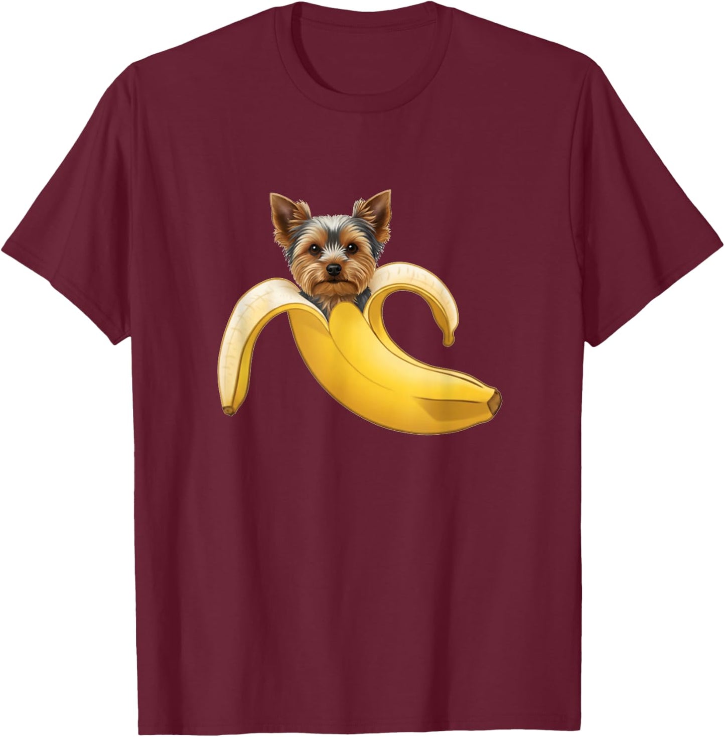 Funny Yorkshire Terrier Yorkie Lovers Banana Boys Girls Kids T-Shirt - T-Shirt | Maroon