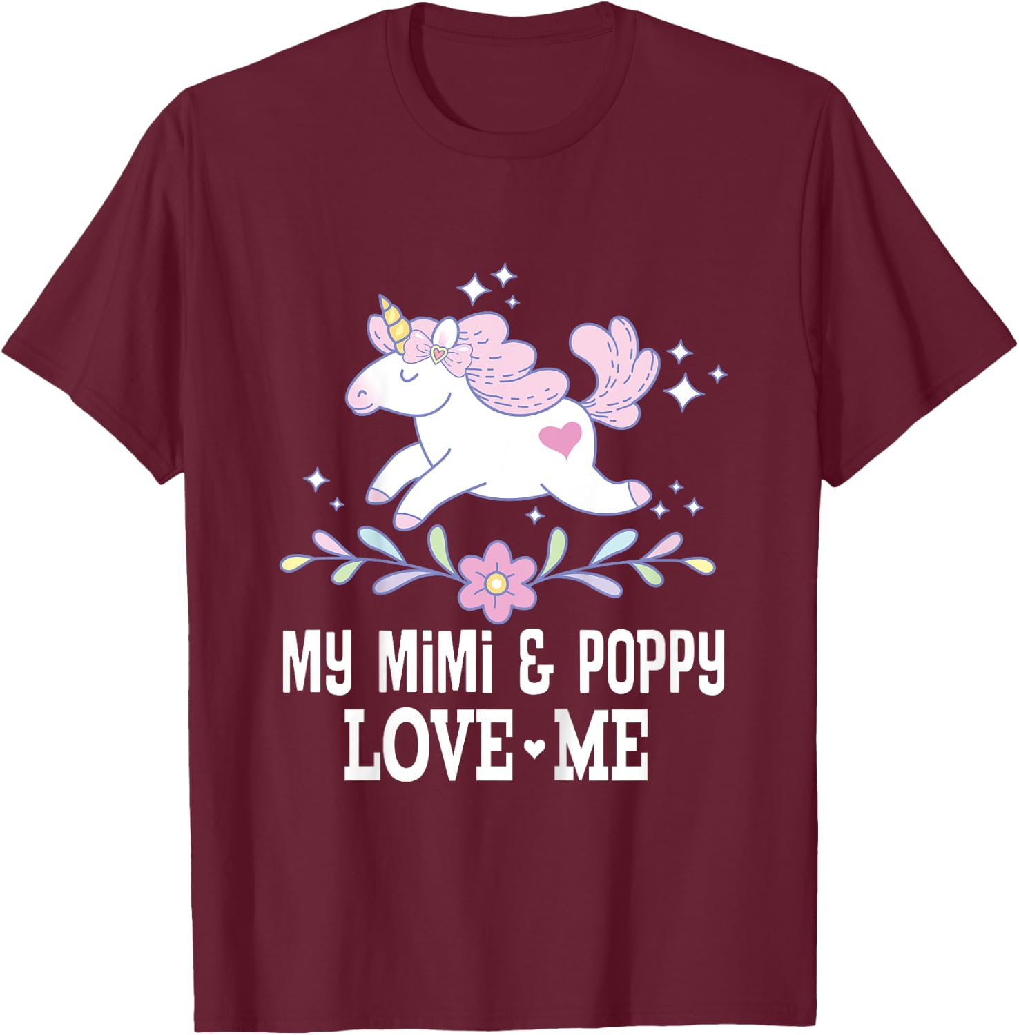 My Mimi and Poppy Love Me Grandchild Unicorn T-Shirt - T-Shirt | Maroon