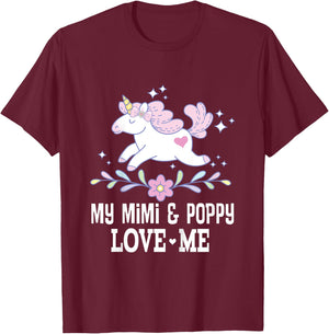 My Mimi and Poppy Love Me Grandchild Unicorn T-Shirt - T-Shirt | Maroon