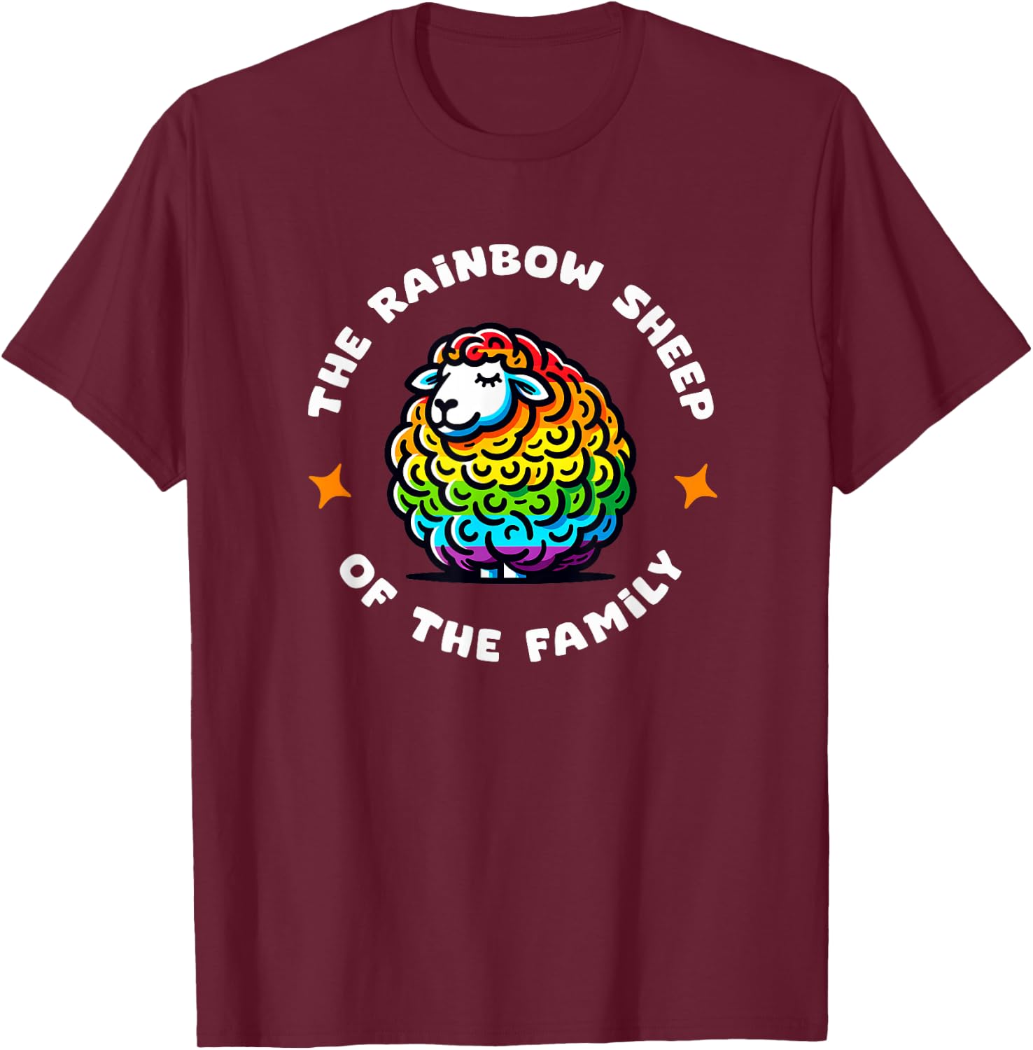 Rainbow Sheep of the Family 2024 Gay Pride Allies LGBTQ+ T-Shirt - T-Shirt | Maroon
