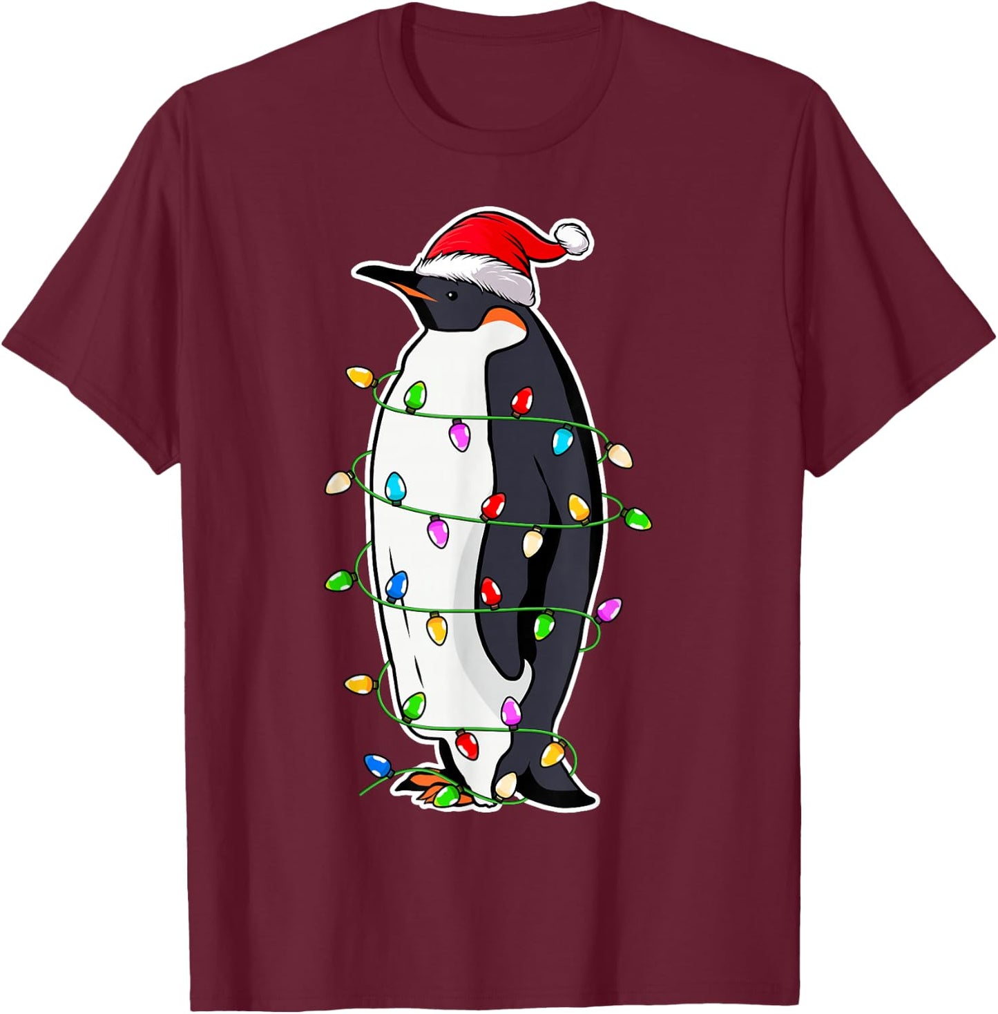 Penguin Wearing Santa Hat Xmas - Penguin Lover Christmas T-Shirt - T-Shirt | Maroon