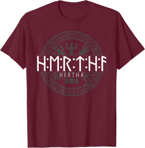 Hertha in Futhark Runes Viking , black T-Shirt - T-Shirt | Maroon