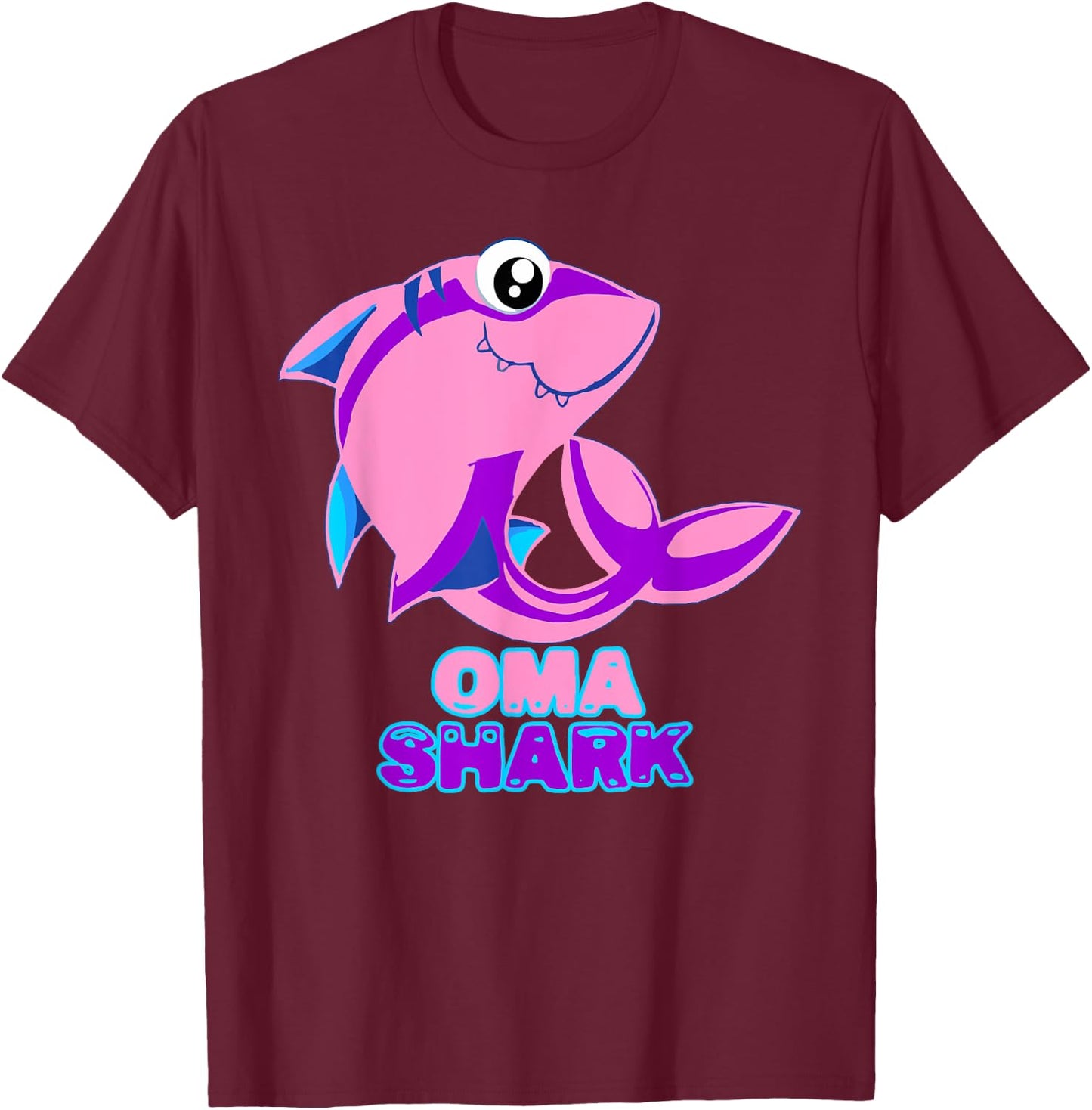 Oma Shark Funny Granny Shark Lover Gift T-Shirt - T-Shirt | Maroon