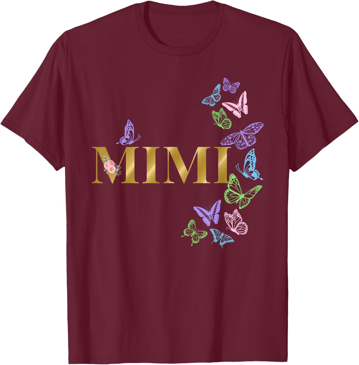 Mimi of The Birthday Girl Butterfly Party Matching Family T-Shirt - T-Shirt | Maroon