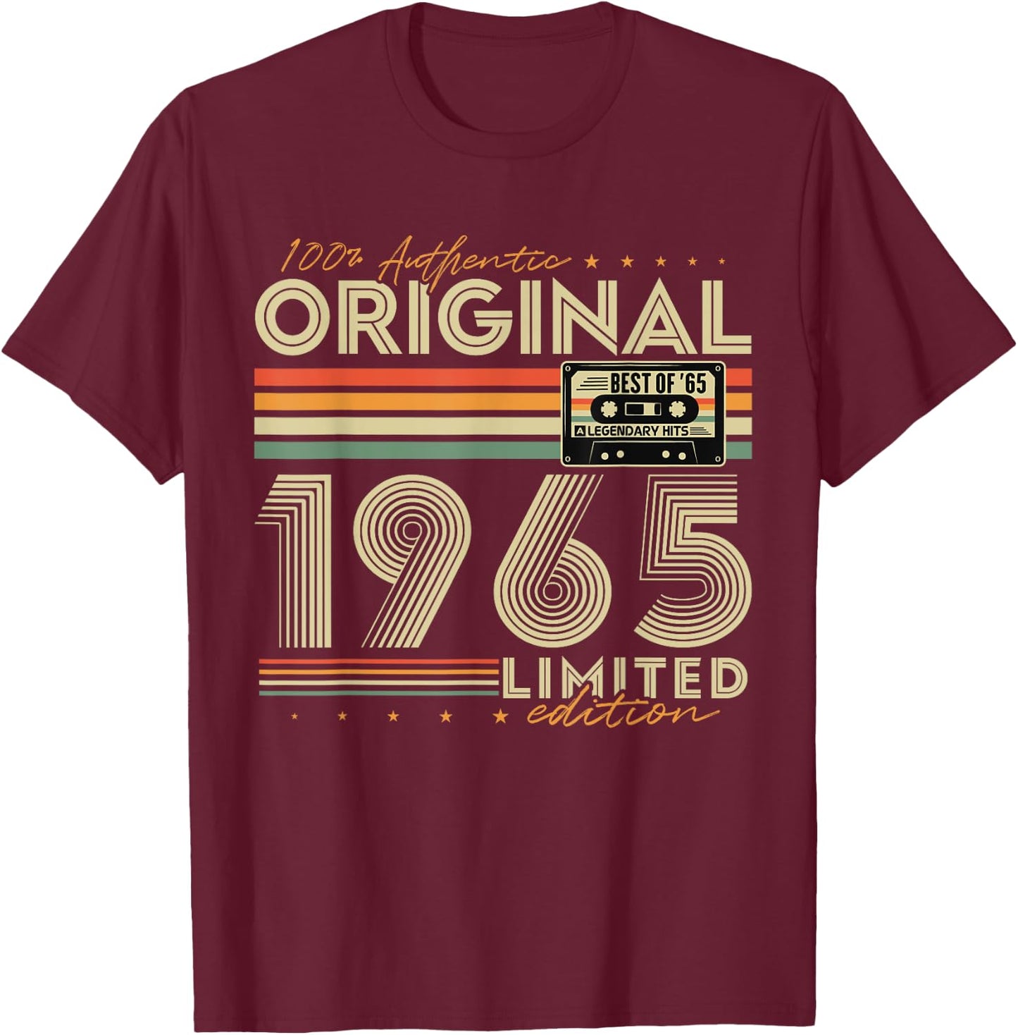 Original 1965 Vintage Gift 60th Birthday Man Woman T-Shirt - T-Shirt | Maroon