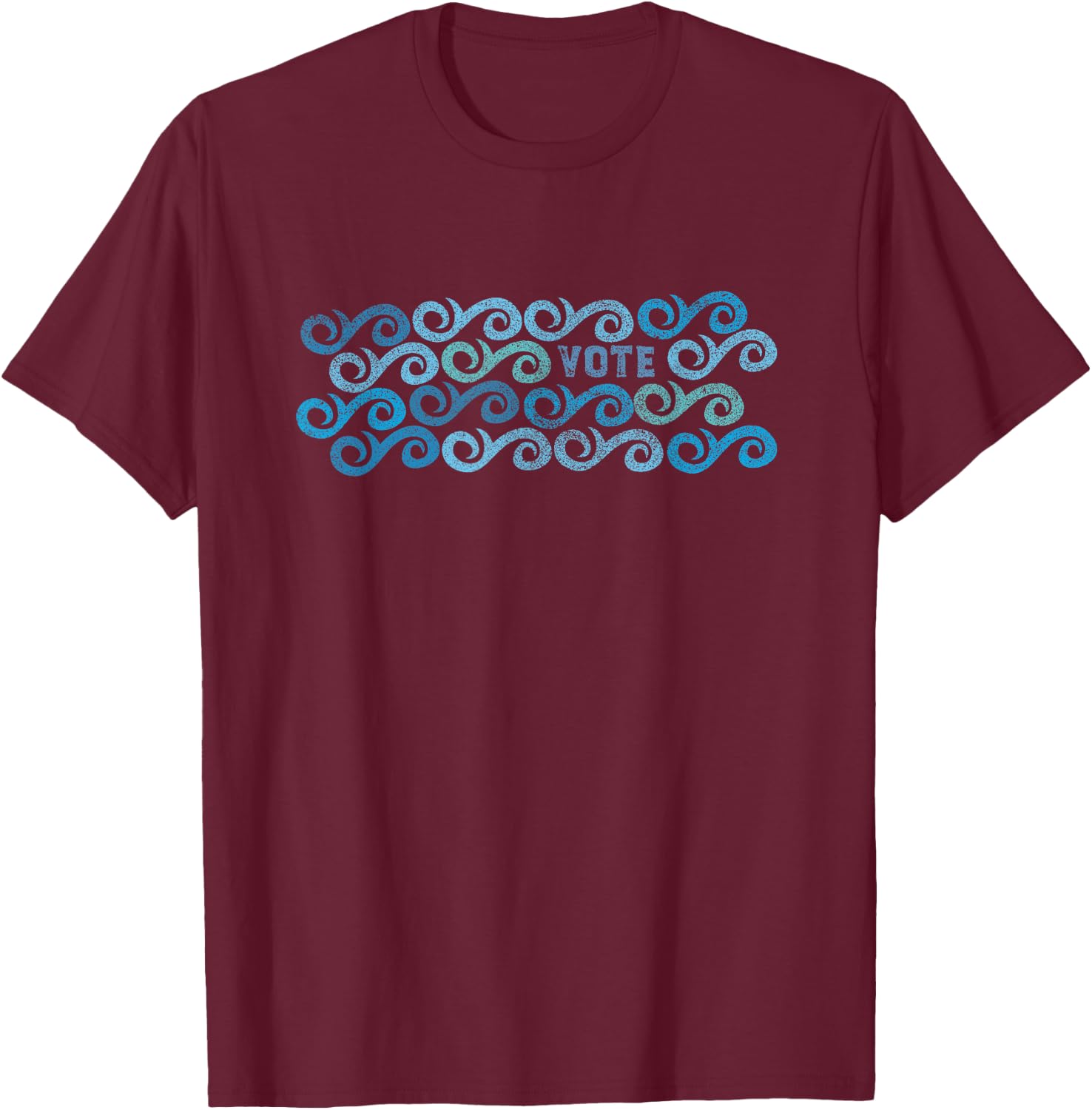 VOTE Democrat Blue Wave Design T-Shirt - T-Shirt | Maroon