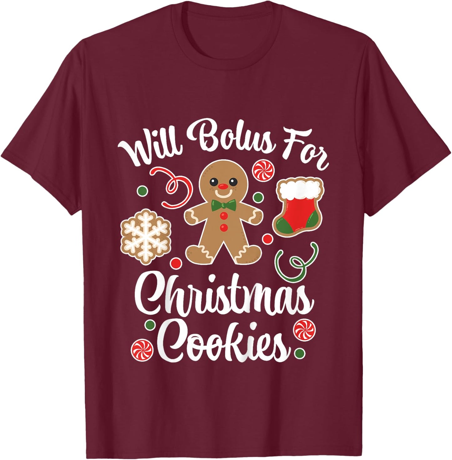 Kids Type 1 Diabetes Awareness Bolus For Christmas Cookies Youth T-Shirt - T-Shirt | Maroon