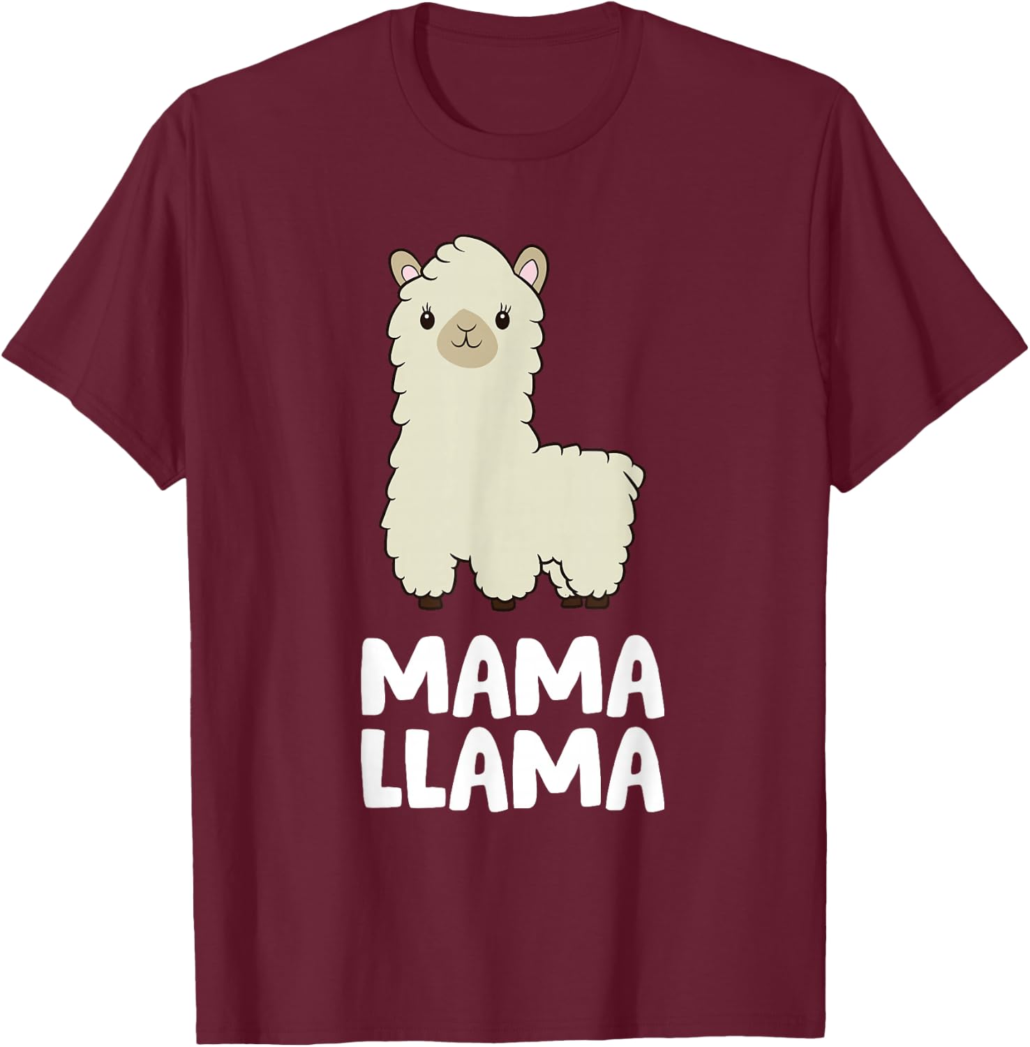 Women Llama Mom Mama Llama T-Shirt - T-Shirt | Maroon