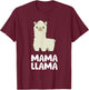 Women Llama Mom Mama Llama T-Shirt - T-Shirt | Maroon