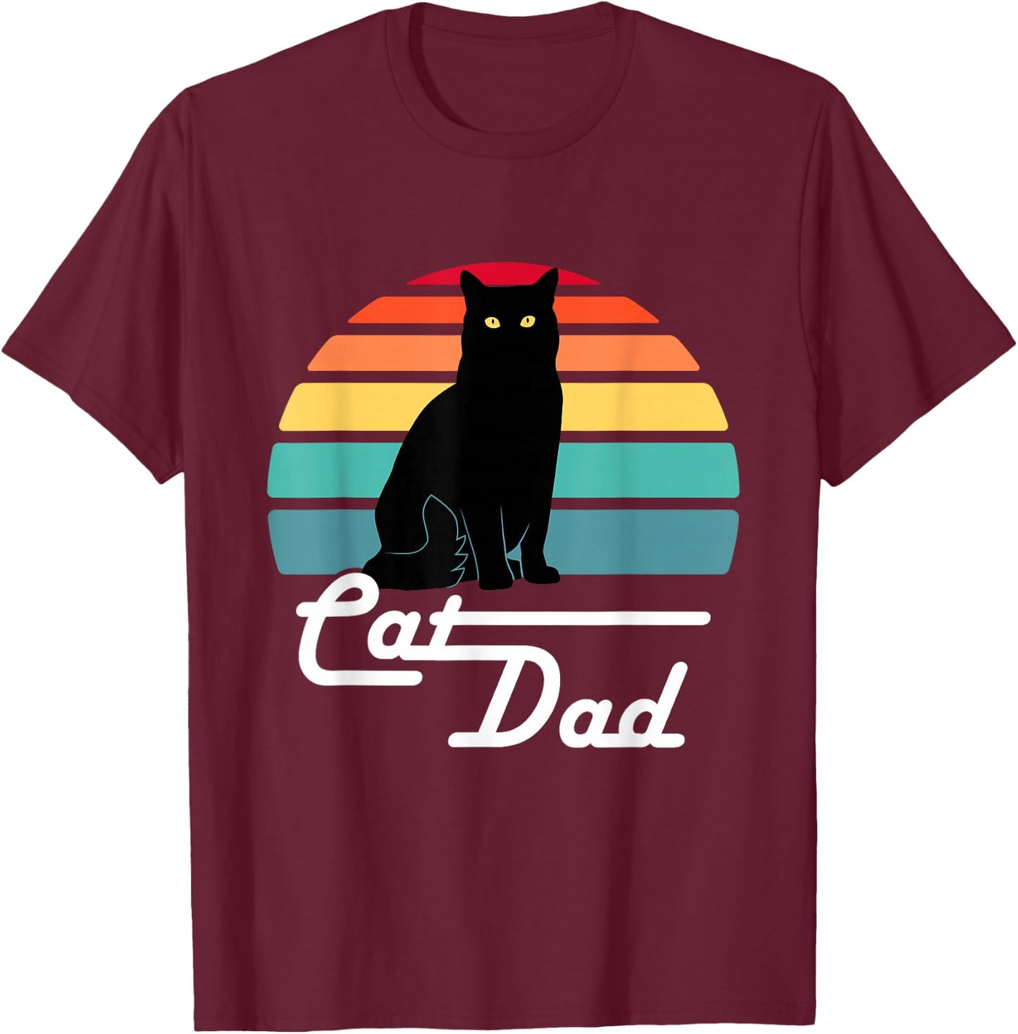 Cat Dad - Vintage Style Cat Lover Gift T-Shirt - T-Shirt | Maroon