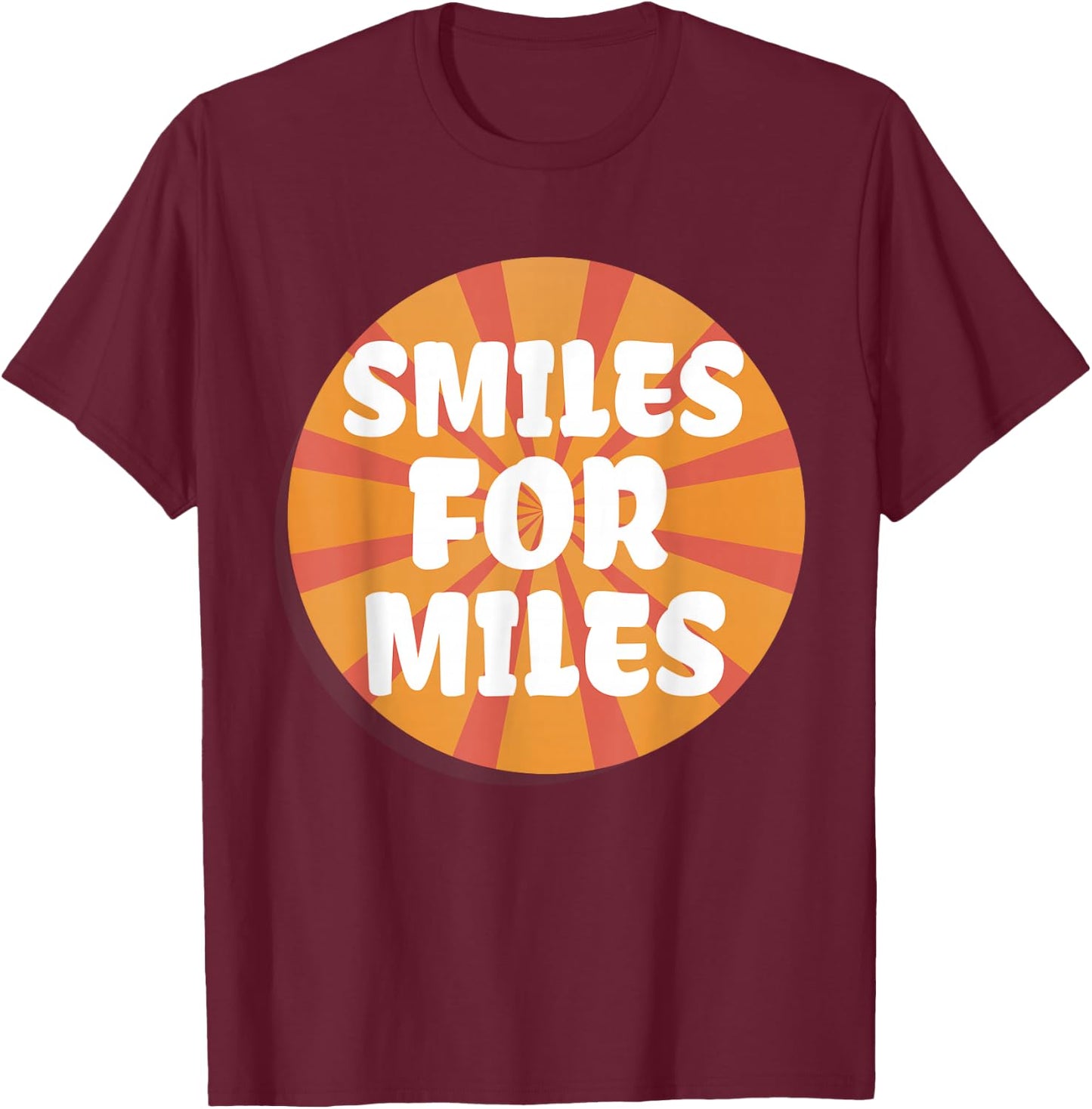 Smiles For Miles Fun Positive Energy Yoga Sunrise Boho Vibes T-Shirt - T-Shirt | Maroon