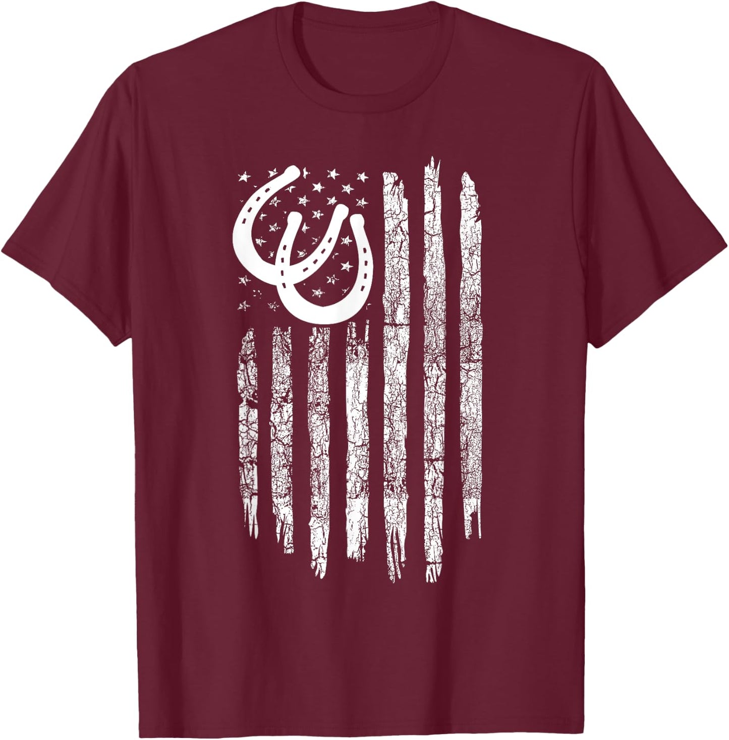 American Flag Horse Pulling Clothing - Vintage Horse Pulling T-Shirt - T-Shirt | Maroon