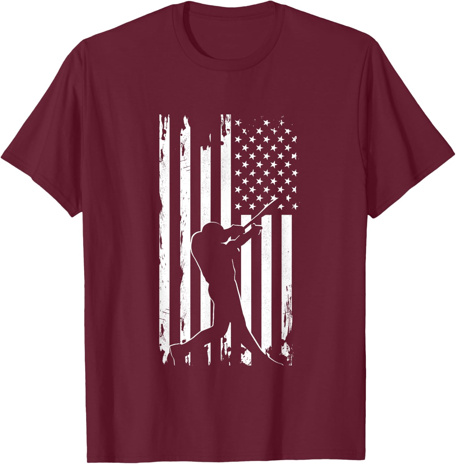 American Flag Baseball Apparel - Baseball T-Shirt - T-Shirt | Maroon