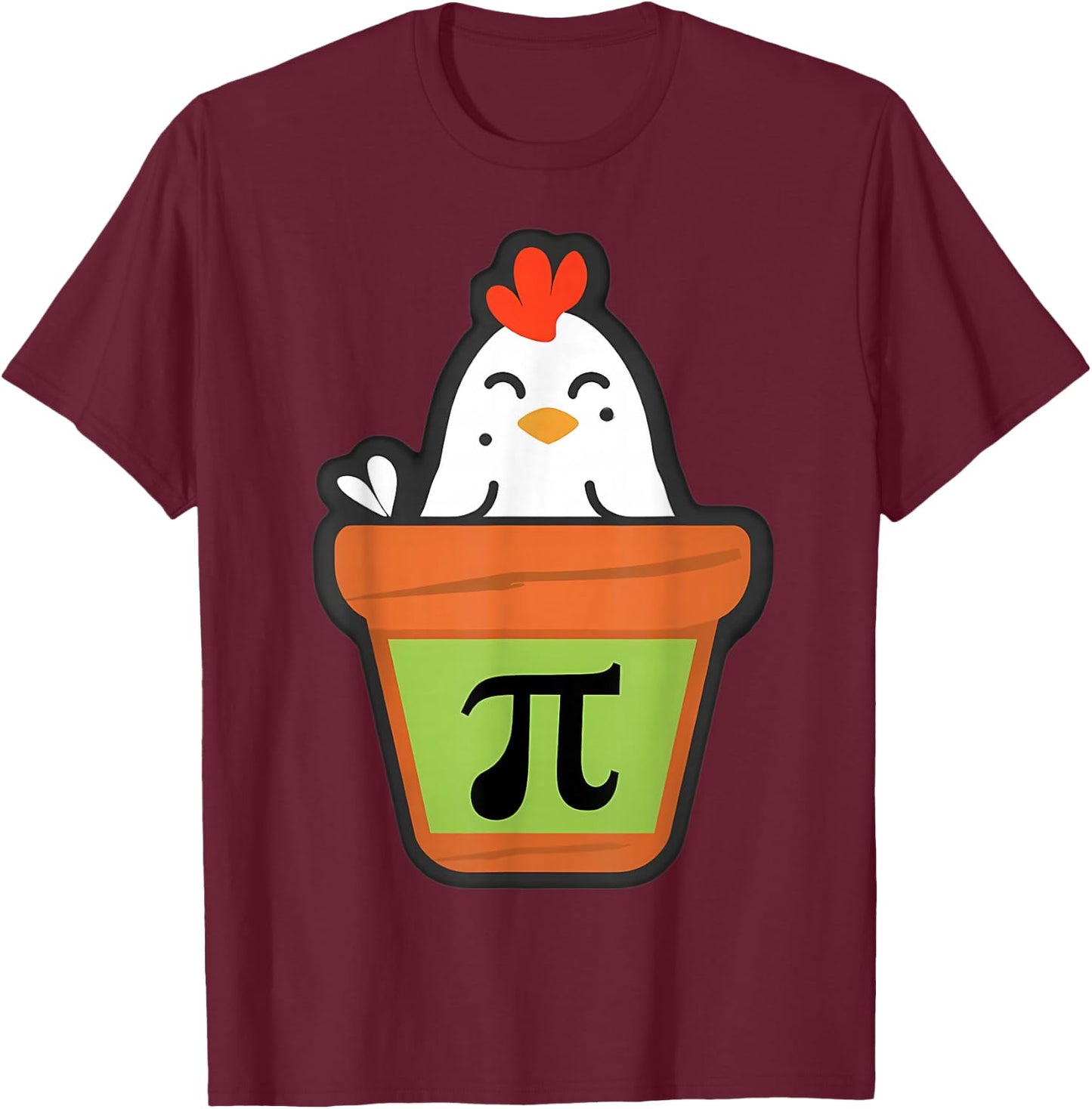 Chicken Pot Pi Funny Math Day Pun Mathematician Teacher Joke T-Shirt - T-Shirt | Maroon