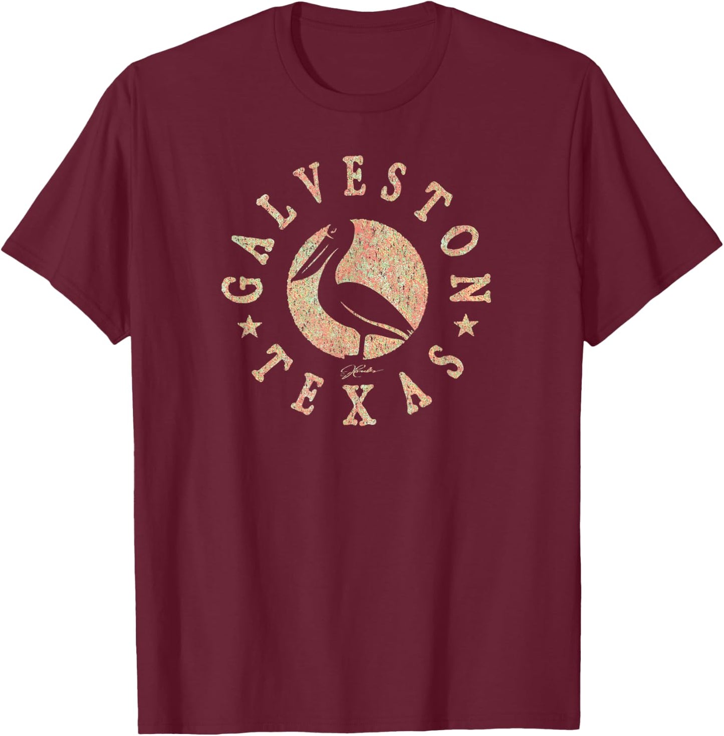 JCombs: Galveston, Texas, Pelican T-Shirt - T-Shirt | Maroon