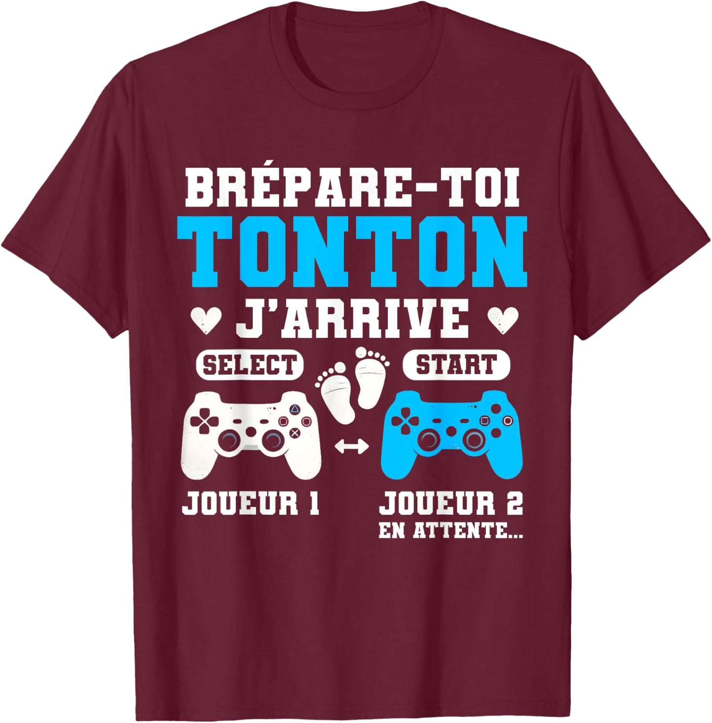 Future Tonton Male Gamer Annonce Grossesse Future Uncle Player T-Shirt - T-Shirt | Maroon