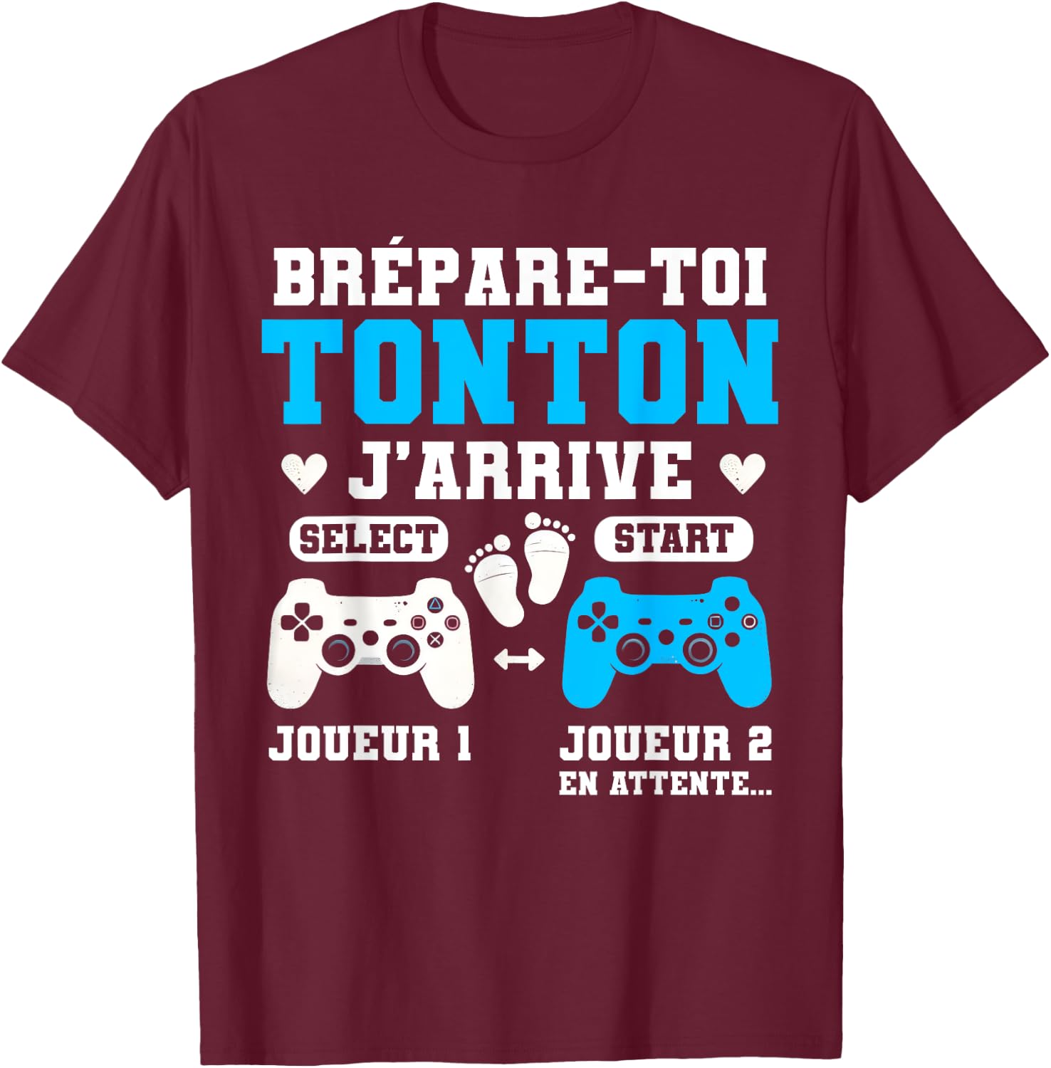 Future Tonton Male Gamer Annonce Grossesse Future Uncle Player T-Shirt - T-Shirt | Maroon