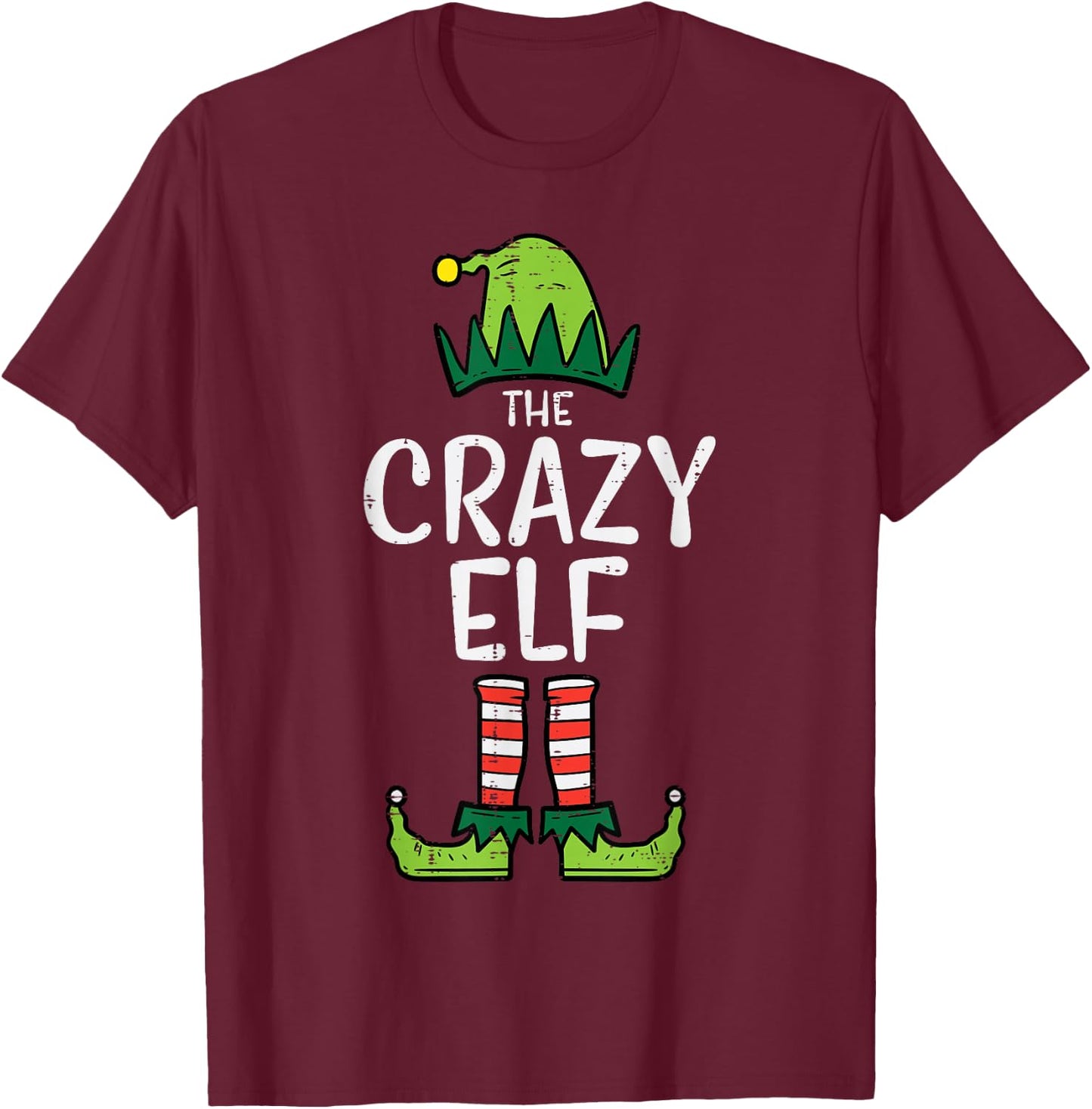 Crazy Elf Xmas PJs Matching Christmas Pajamas For Family T-Shirt - T-Shirt | Maroon
