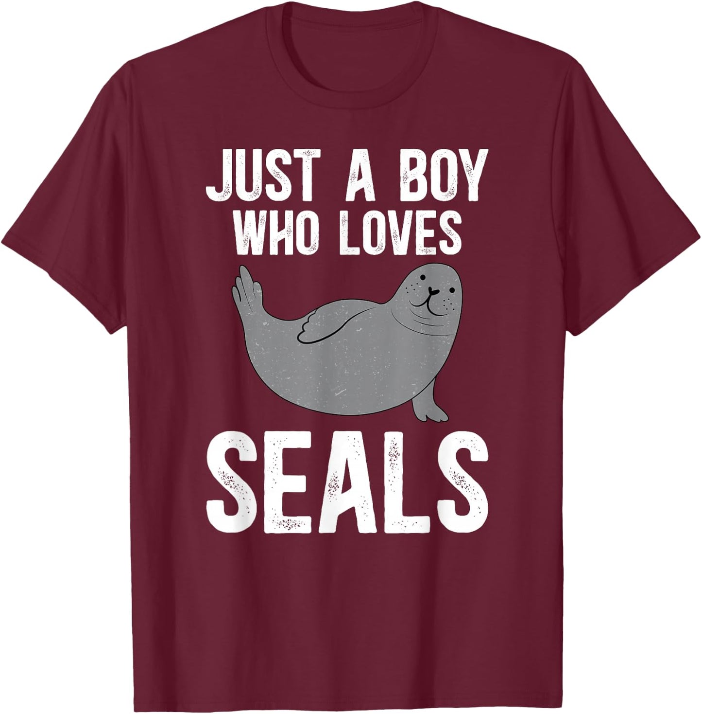 Boy Who Loves Seal Funny Seal Lover Seal Boy T-Shirt - T-Shirt | Maroon