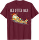Funny His and Her Otter Half Santa Matching Couple Pajamas T-Shirt - T-Shirt | Maroon