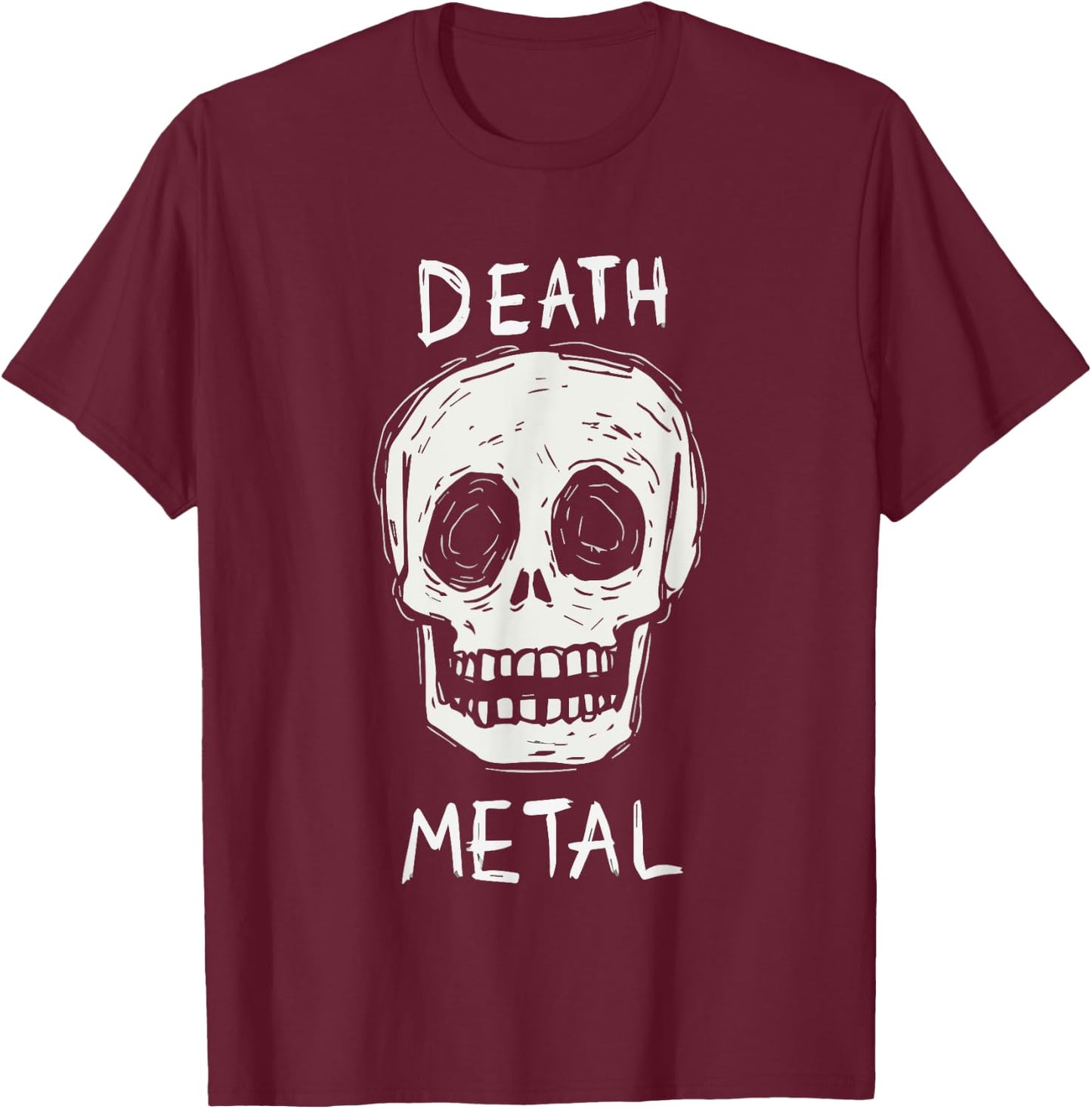 Death Metal Skull | Deathcore Metalcore Funny Heavy Metal T-Shirt - T-Shirt | Maroon