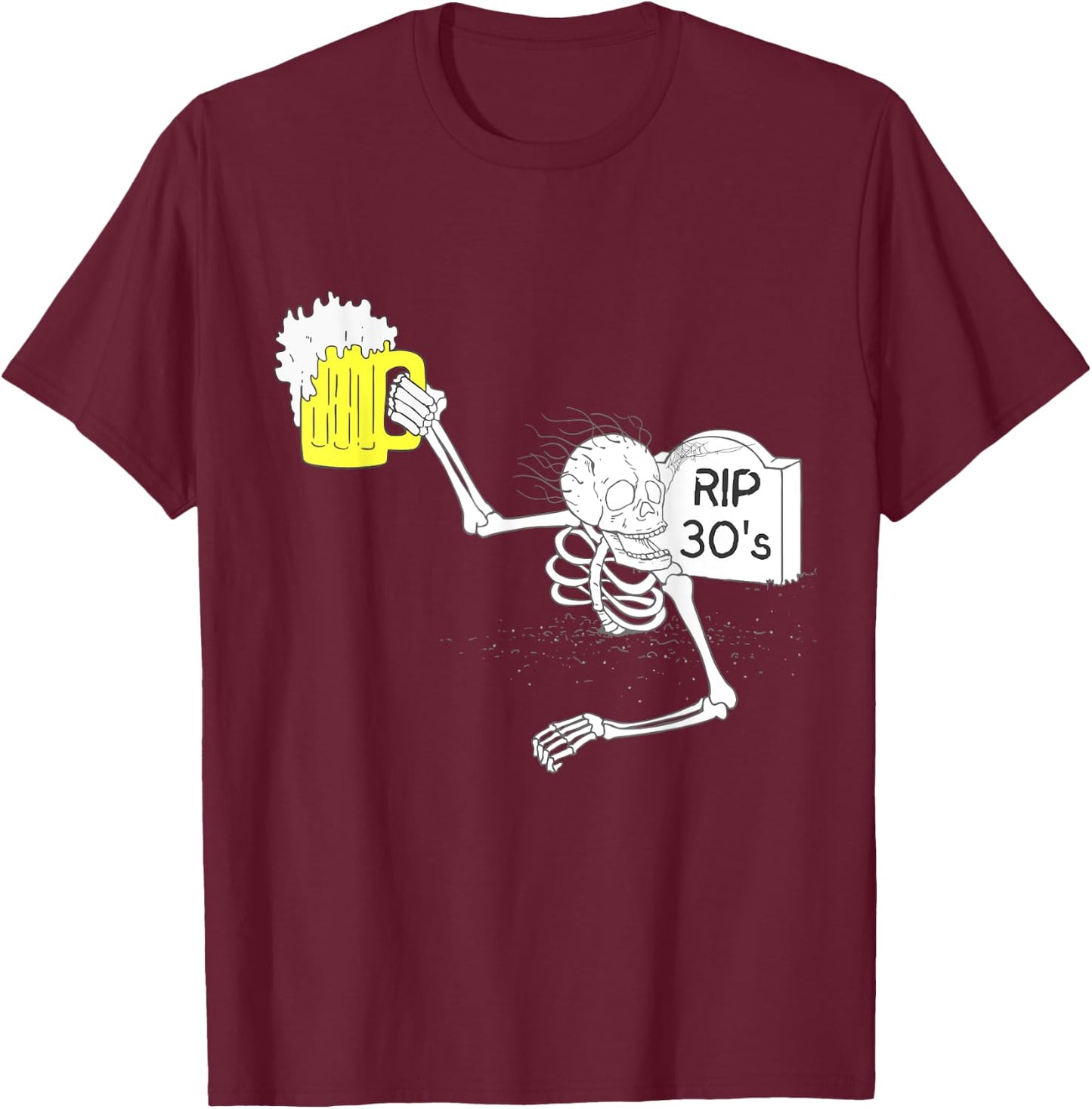 Funny 40th Birthday | R.I.P. 30's Tombstone T-Shirt - T-Shirt | Maroon