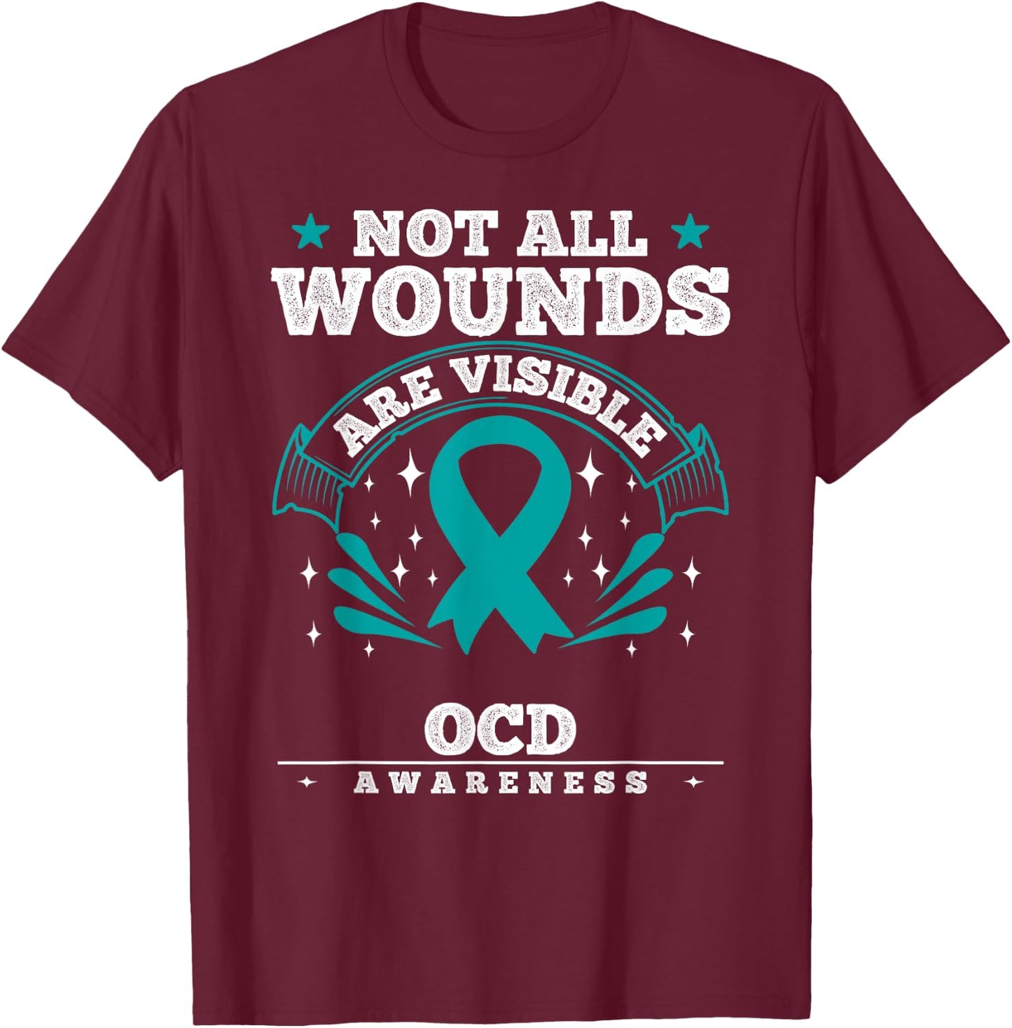 Obsessive-Compulsive Disorder Gift OCD Awareness Ribbon T-Shirt - T-Shirt | Maroon