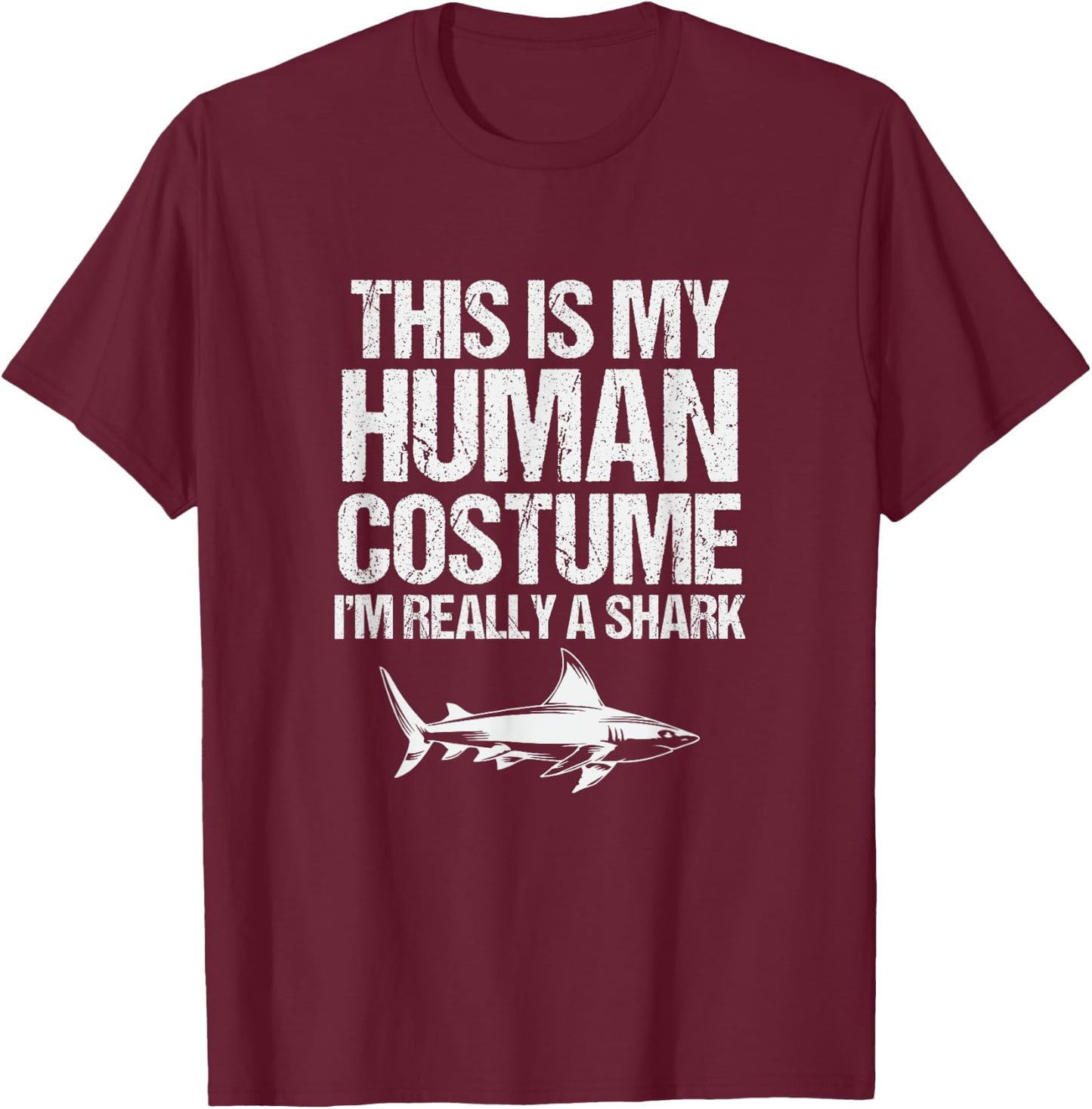 Funny Shark Design , Black, S T-Shirt - T-Shirt | Maroon