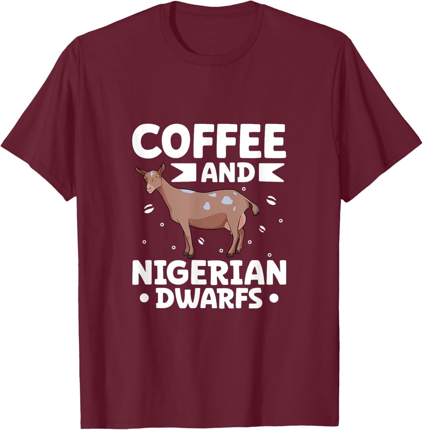 Coffee and Nigerian Dwarf goat T-Shirt - T-Shirt | Maroon