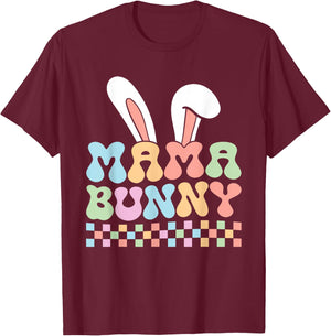 Mama Bunny Shirt Mom Pregnancy Matching Family Easter T-Shirt - T-Shirt | Maroon