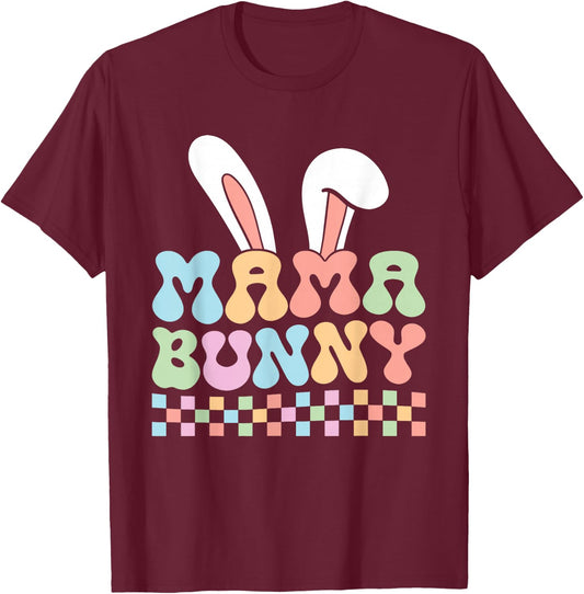 Mama Bunny Shirt Mom Pregnancy Matching Family Easter T-Shirt - T-Shirt | Maroon