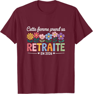 Retraitée 2026 Cadeau Départ Retraite Femme Collègue T-Shirt - T-Shirt | Maroon