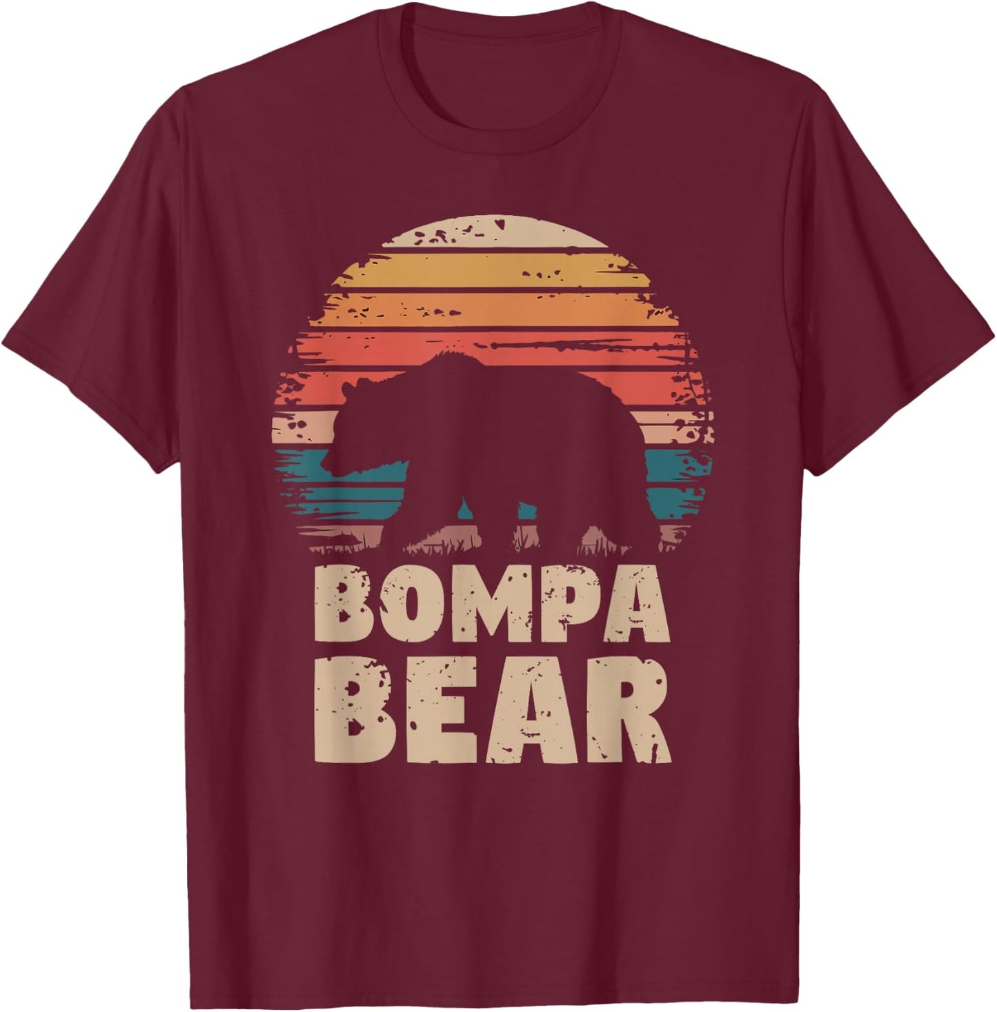 Bompa Bear Vintage Retro Funny Father's Day T-Shirt - T-Shirt | Maroon