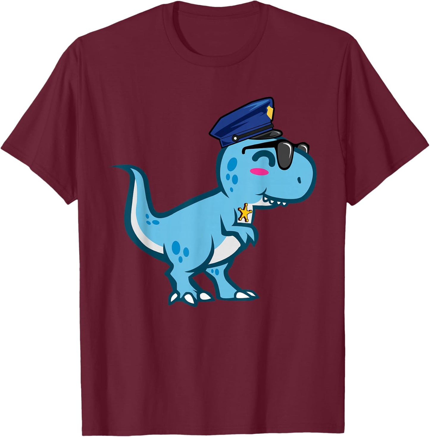 Police Officer Appreciation Design and Gifts Police T-Rex Tyrannosaurus Rex Dinosaur , Women & Kids - , Black, Small, Short Sleeve, Classic Fit, Cotton Blend T-Shirt - T-Shirt | Maroon