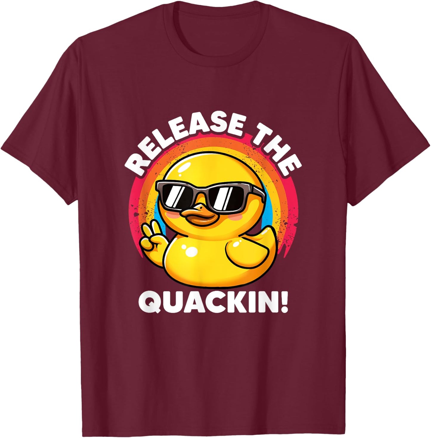 Release The Quackin I Love Duck Lovers Funny Yellow Duck T-Shirt - T-Shirt | Maroon