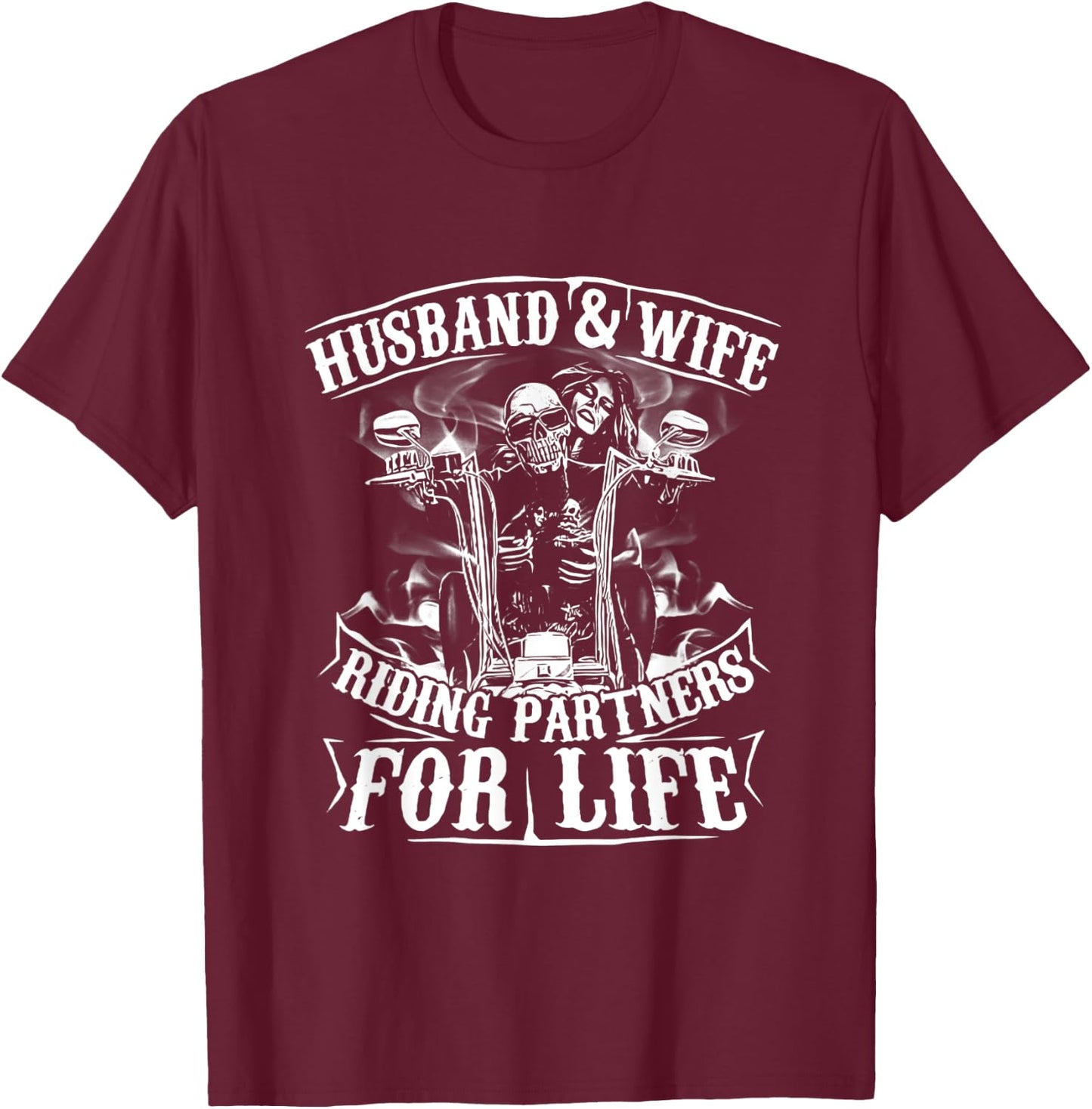 Totenkopf Paar Ehemann und Ehefrau Reitpartner fürs Leben T-Shirt - T-Shirt | Maroon