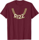 Kid Boy Slang Gold Chain Rizz Necklace Costume T-Shirt - T-Shirt | Maroon