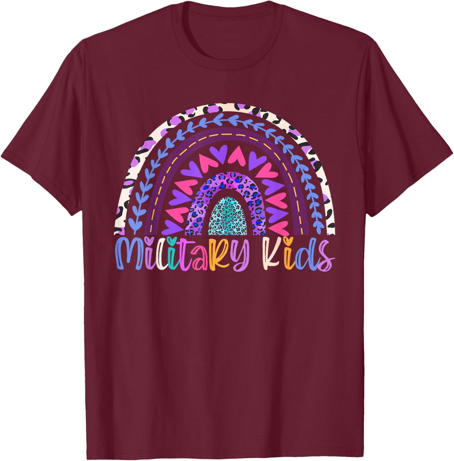 Rainbow Purple Up Day For military Kids CHILD Purple Up 2024 T-Shirt - T-Shirt | Maroon