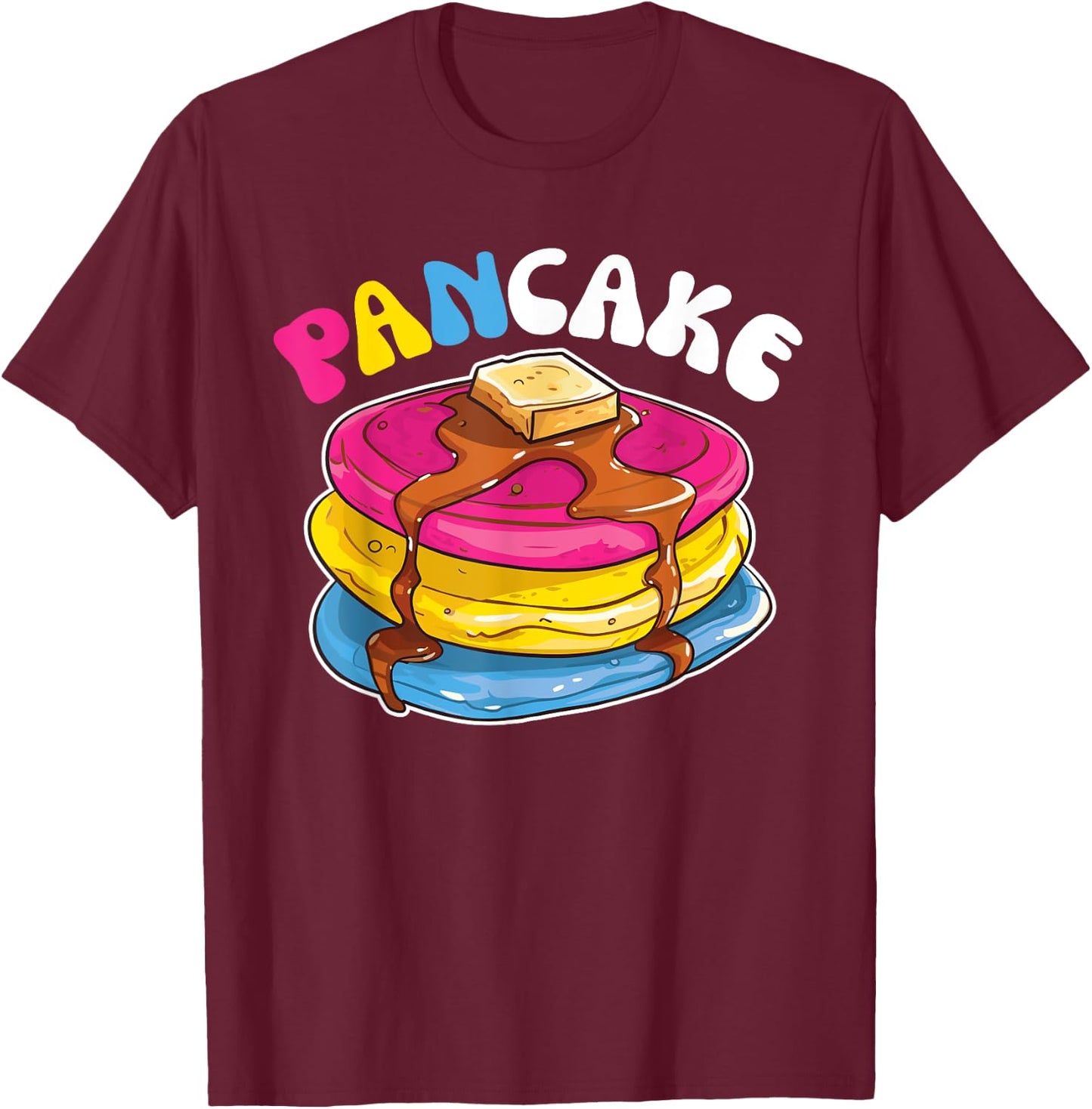 Pansexual Flag Pride Month Lgbtq Pancakes Pan Pun T-Shirt - T-Shirt | Maroon