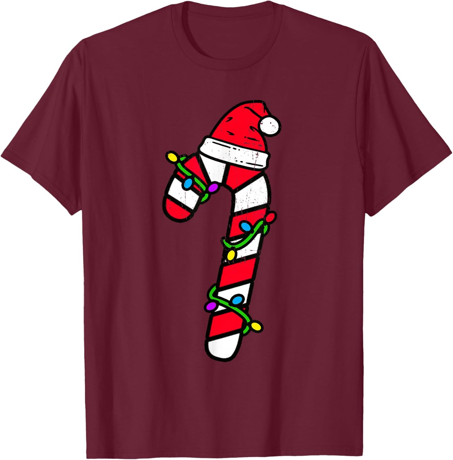 Candy Cane Crew Santa Funny Christmas 2025 Kids Boys Girls T-Shirt - T-Shirt | Maroon