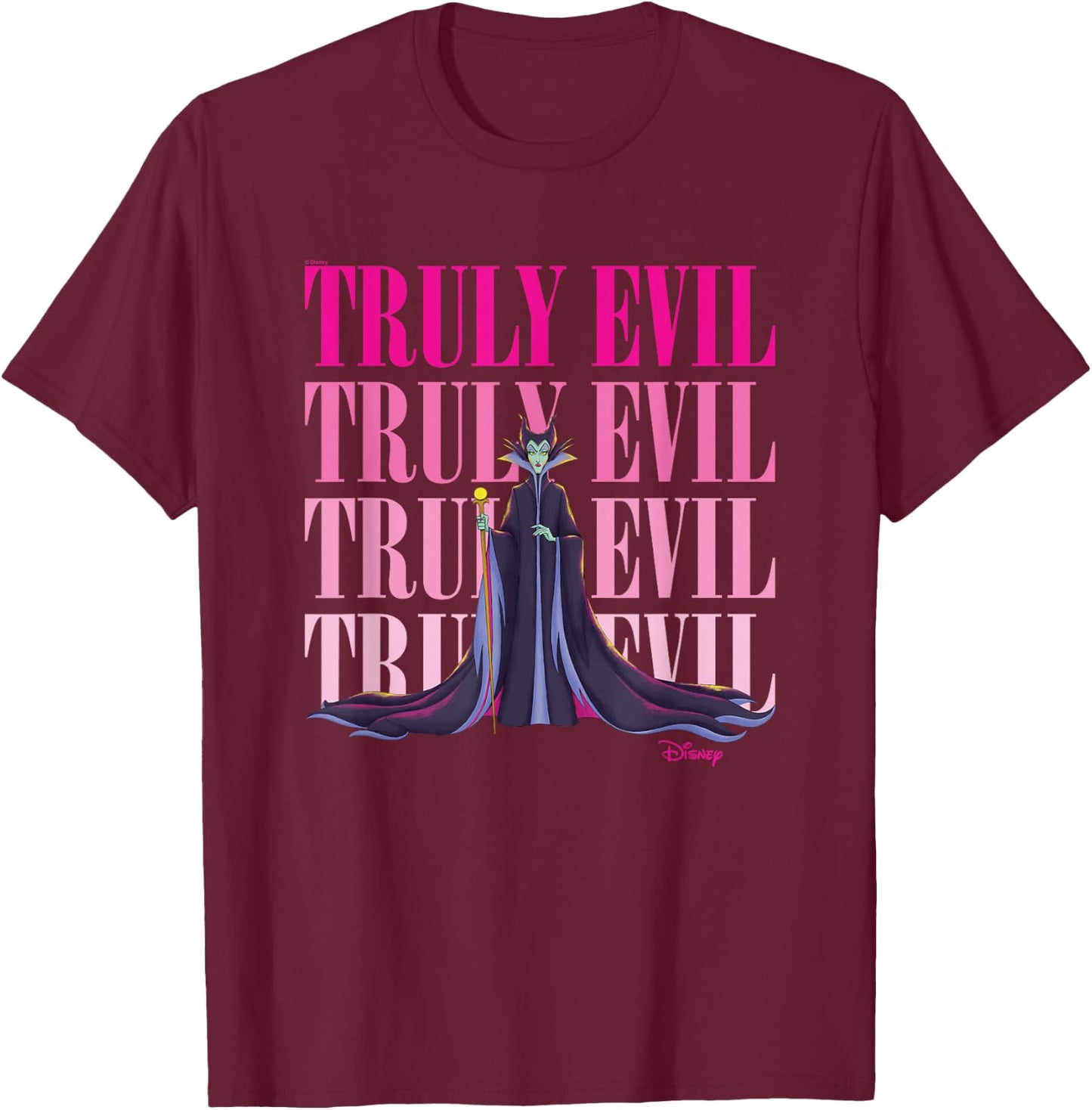 Disney Villains - Maleficent Truly Evil Stacked T-Shirt - T-Shirt | Maroon