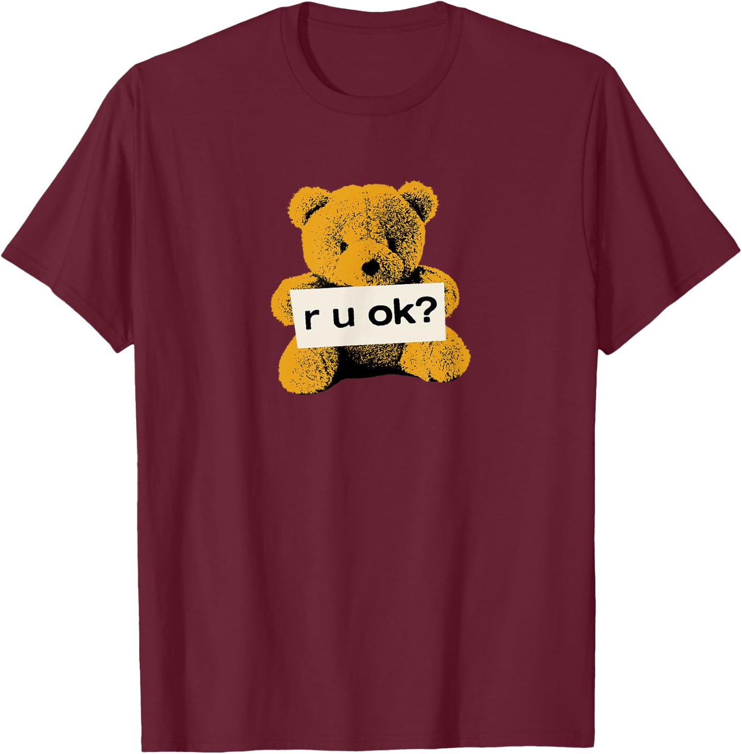 Official Yungblud Teddy R U OK? Black T-Shirt - T-Shirt | Maroon