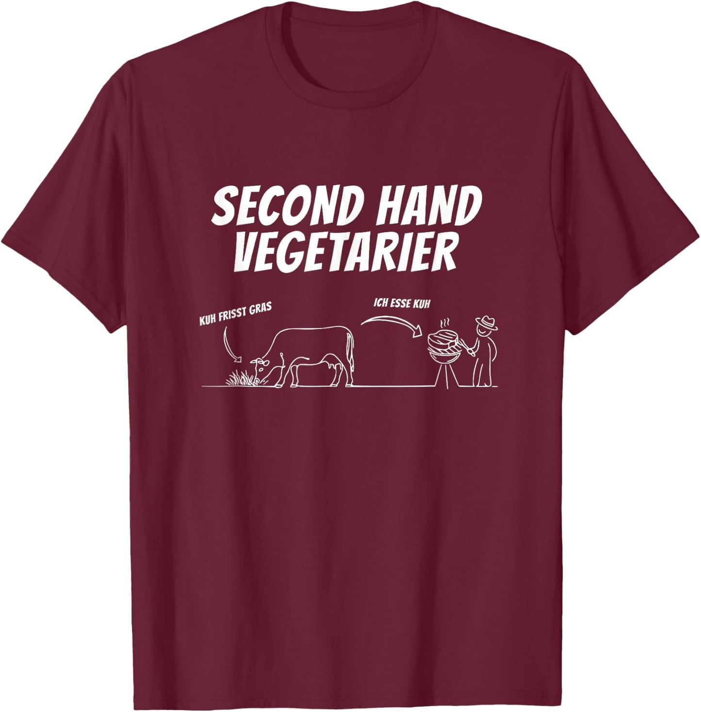 Second Hand Vegetarian , black T-Shirt - T-Shirt | Maroon