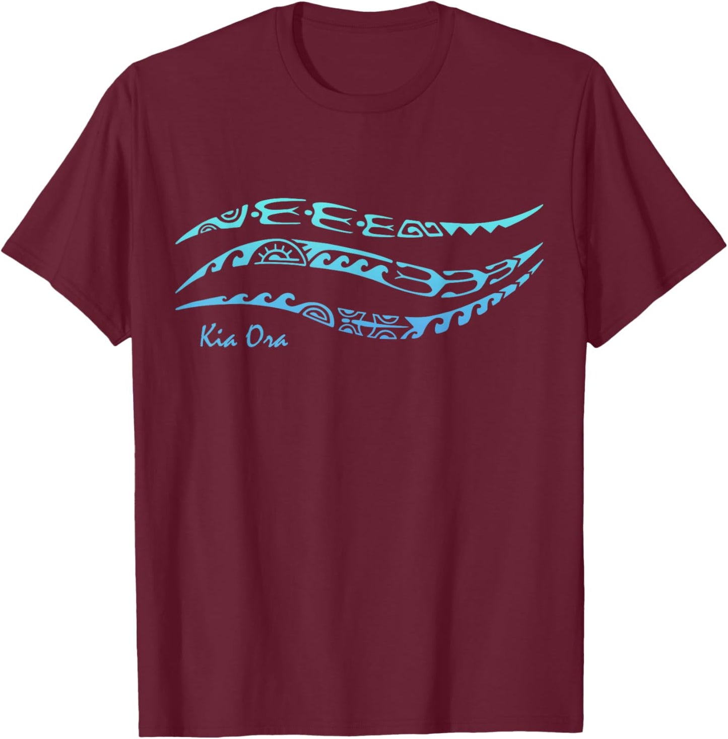 Symbol Muster Wellen Kultur Maori Tribal Neuseeland T-Shirt - T-Shirt | Maroon