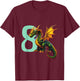 Children's Birthday Dragon 8 Years Boy Dragon Number Age , black T-Shirt - T-Shirt | Maroon