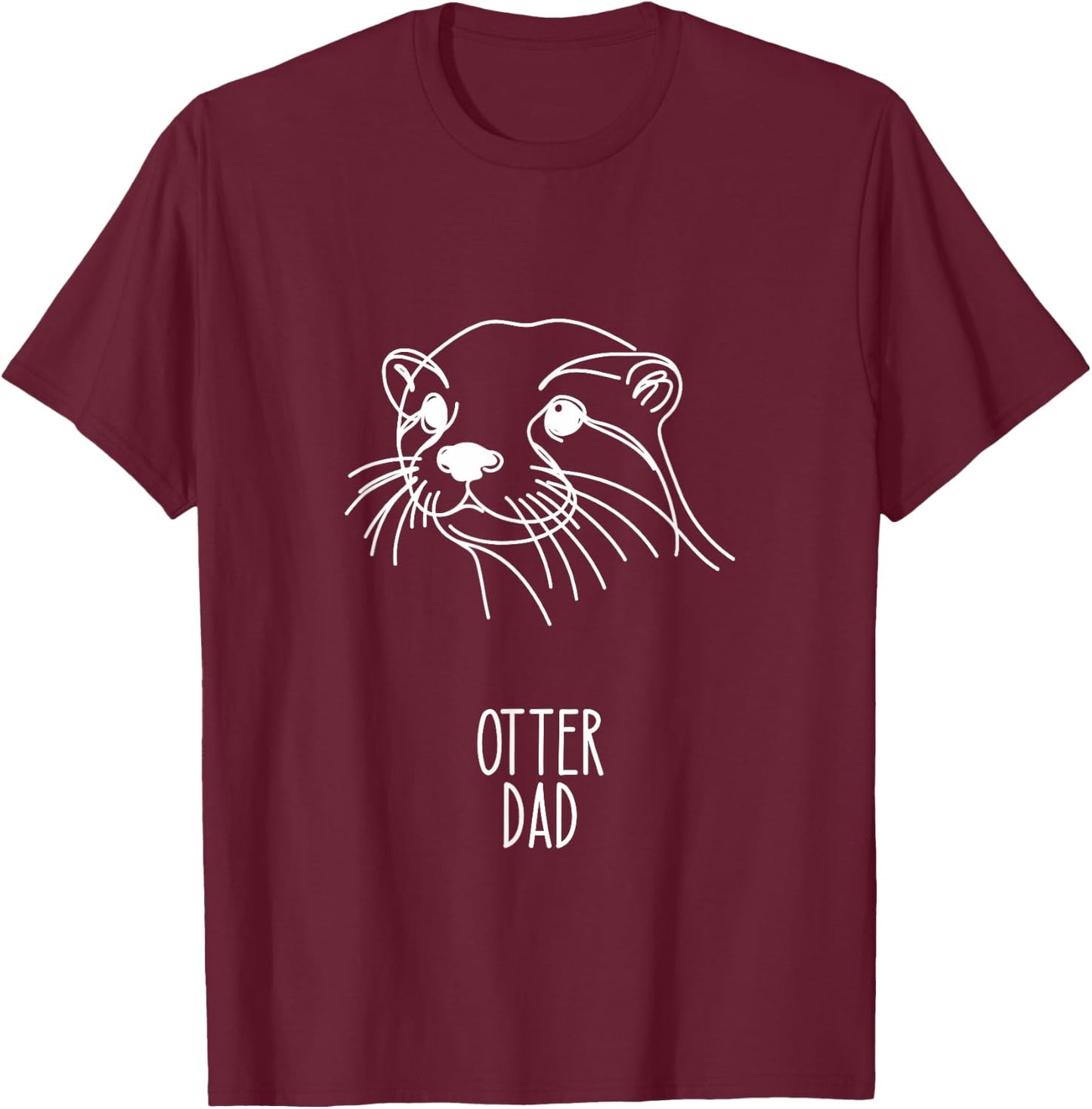 Line Art Best Otter Dad Men - Otter T-Shirt - T-Shirt | Maroon