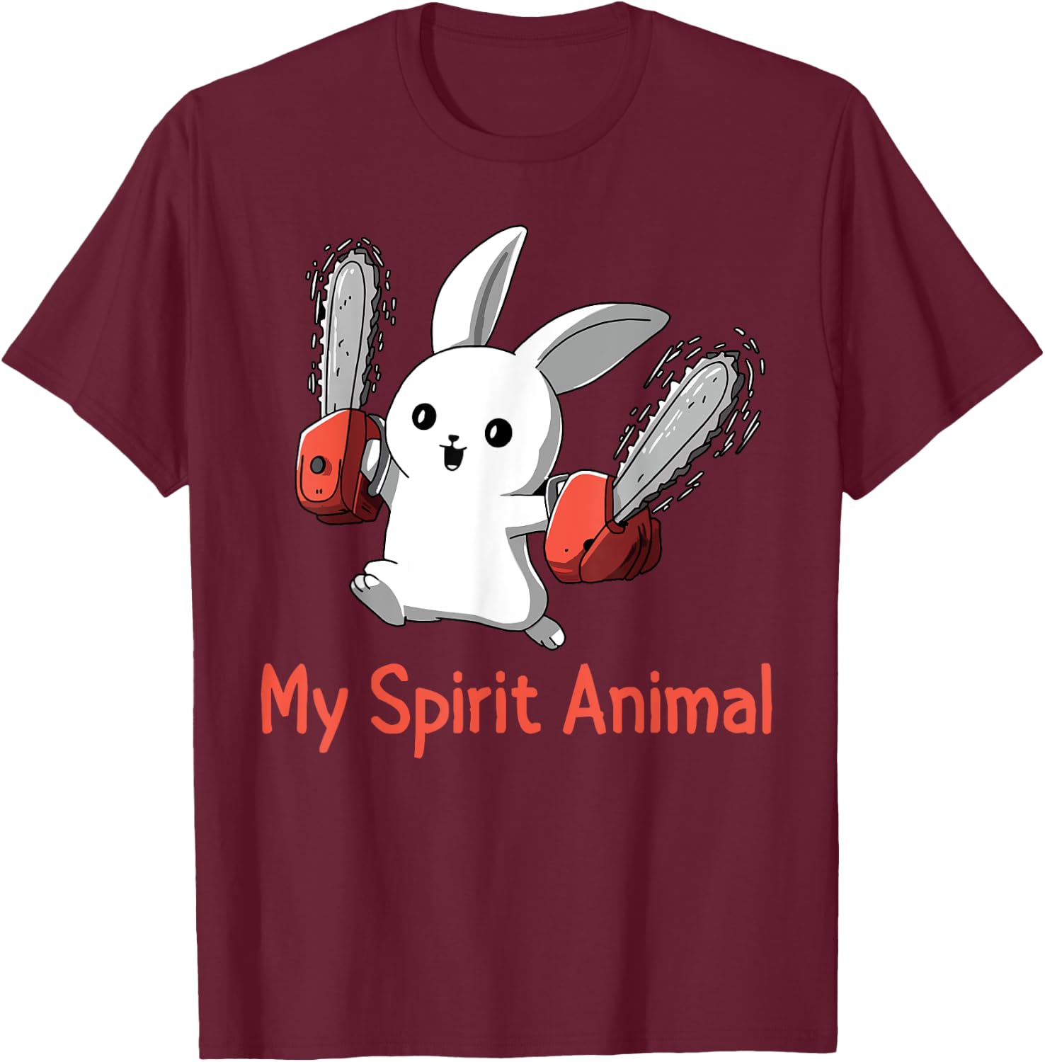 Funny Bunny Spirit Animal Chainsaw Lover T-Shirt - T-Shirt | Maroon
