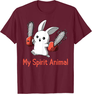 Funny Bunny Spirit Animal Chainsaw Lover T-Shirt - T-Shirt | Maroon