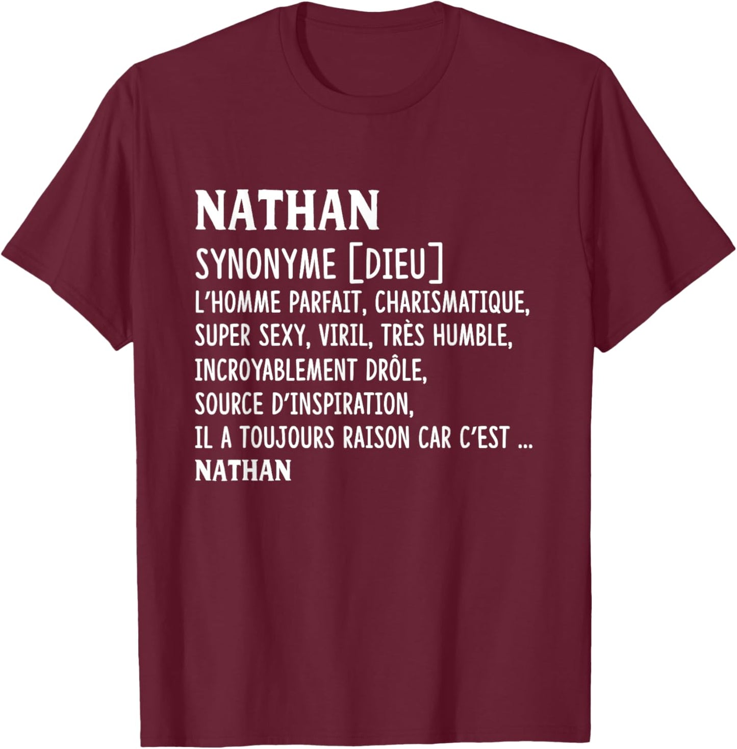 Man Humor Name Custom Nathan Definition T-Shirt - T-Shirt | Maroon