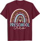 Preschool Crew Boho Rainbow First Day Of School T-Shirt - T-Shirt | Maroon